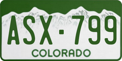 CO license plate ASX799