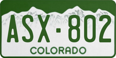 CO license plate ASX802