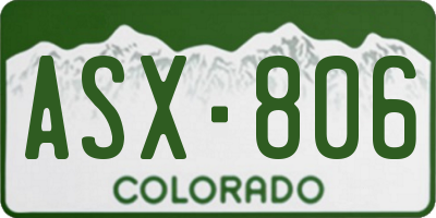 CO license plate ASX806