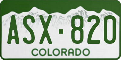 CO license plate ASX820