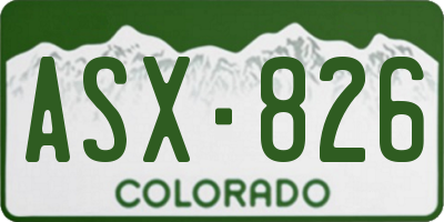 CO license plate ASX826