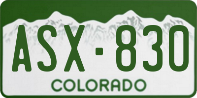 CO license plate ASX830