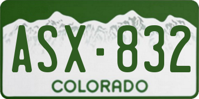 CO license plate ASX832