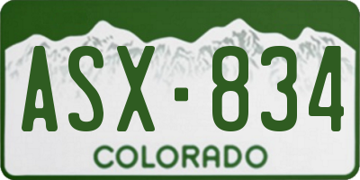 CO license plate ASX834