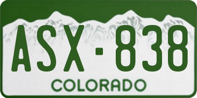 CO license plate ASX838