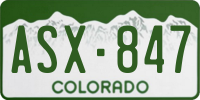 CO license plate ASX847