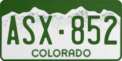 CO license plate ASX852