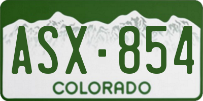 CO license plate ASX854