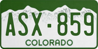 CO license plate ASX859