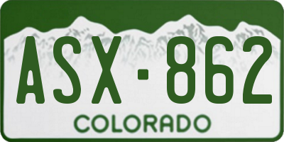 CO license plate ASX862