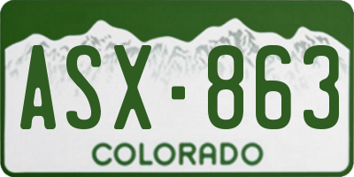 CO license plate ASX863