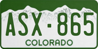 CO license plate ASX865