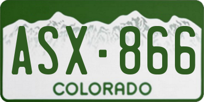 CO license plate ASX866