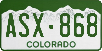 CO license plate ASX868