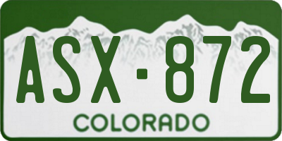 CO license plate ASX872