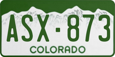 CO license plate ASX873