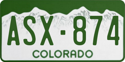 CO license plate ASX874