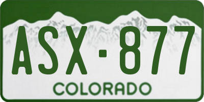 CO license plate ASX877