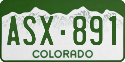 CO license plate ASX891