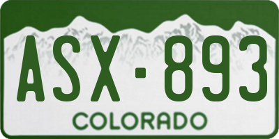 CO license plate ASX893