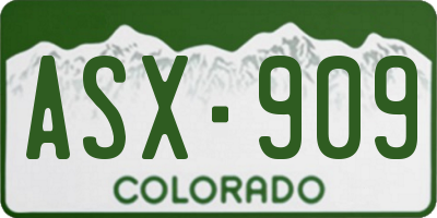 CO license plate ASX909