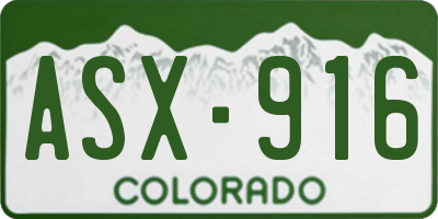 CO license plate ASX916