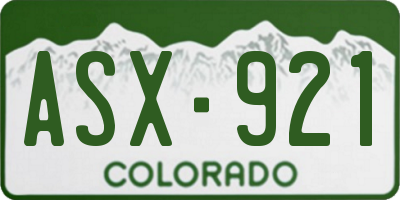 CO license plate ASX921