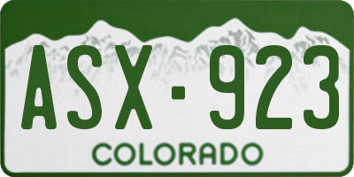 CO license plate ASX923