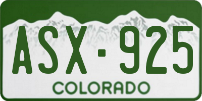 CO license plate ASX925