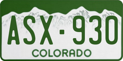 CO license plate ASX930