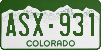 CO license plate ASX931