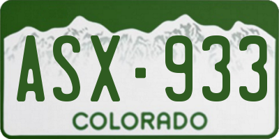 CO license plate ASX933