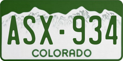 CO license plate ASX934