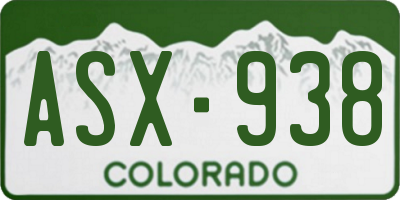 CO license plate ASX938