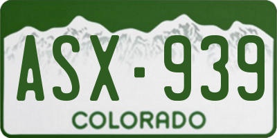 CO license plate ASX939