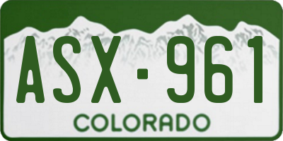 CO license plate ASX961