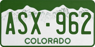 CO license plate ASX962