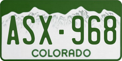 CO license plate ASX968