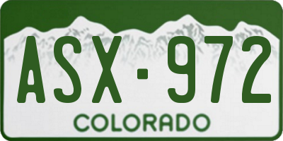 CO license plate ASX972