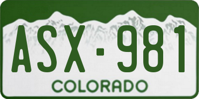 CO license plate ASX981