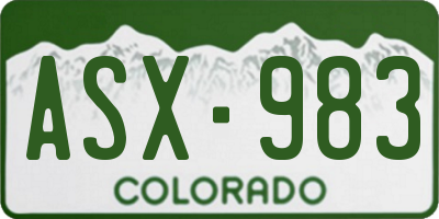CO license plate ASX983