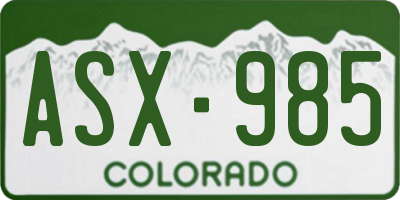 CO license plate ASX985