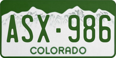CO license plate ASX986