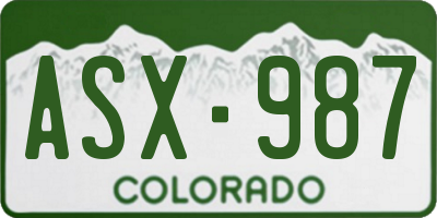 CO license plate ASX987