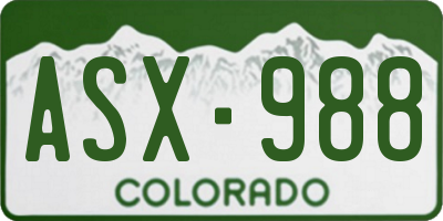 CO license plate ASX988