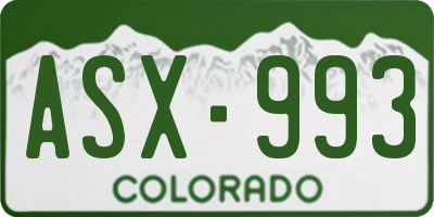 CO license plate ASX993