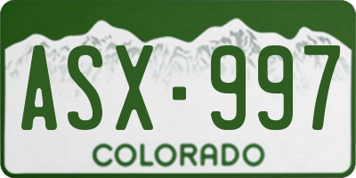 CO license plate ASX997