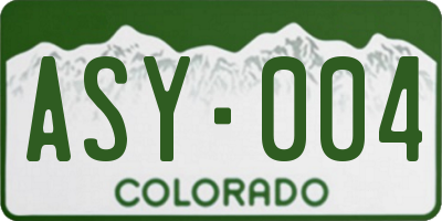 CO license plate ASY004