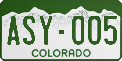 CO license plate ASY005