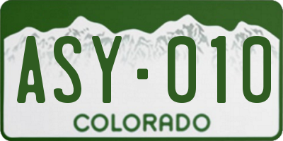 CO license plate ASY010